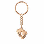 Personalisierte Babyfuß Halskette mit Zirkoniastein Loanya Roségold Schlüsselanhänger 