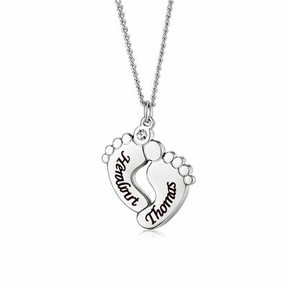 Personalisierte Babyfuß Halskette mit Zirkoniastein Loanya Silber Halskette 40 cm 