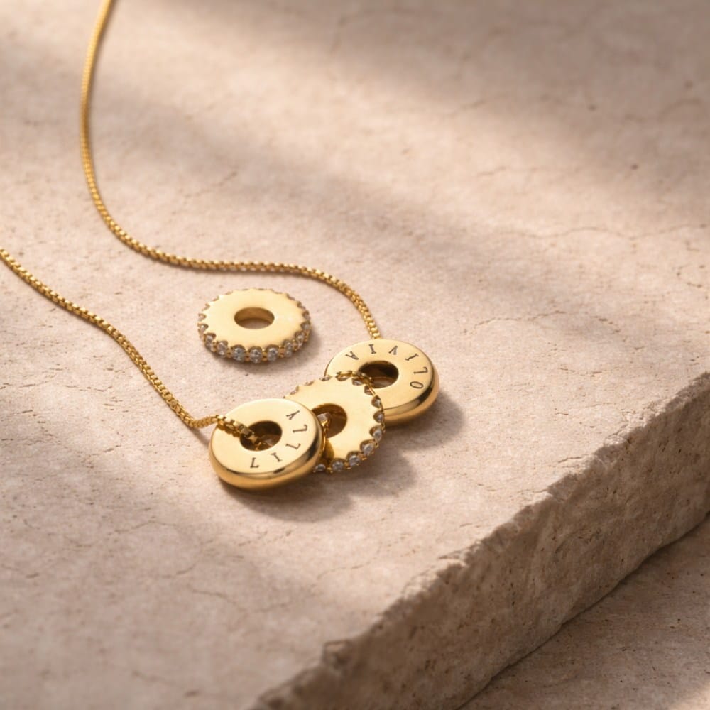 Personalisierte Beadkette mit Zirkoniasteinen Loanya 