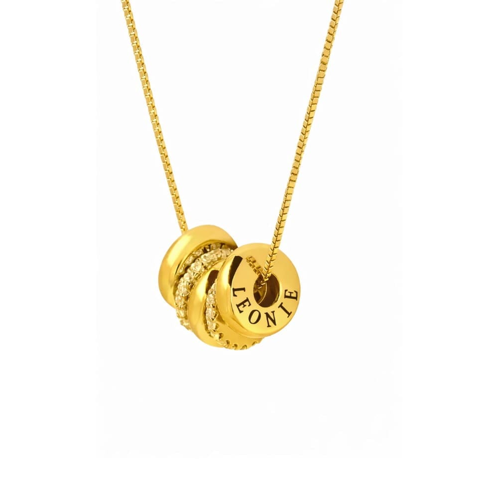 Personalisierte Beadkette mit Zirkoniasteinen Loanya Gold 40 cm 