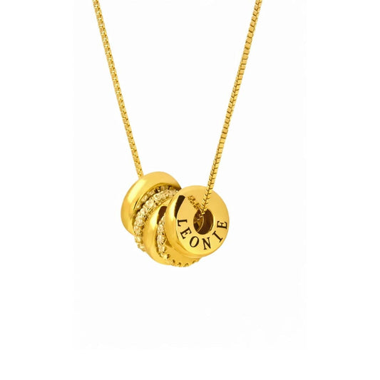 Personalisierte Beadkette mit Zirkoniasteinen Loanya Gold 40 cm 
