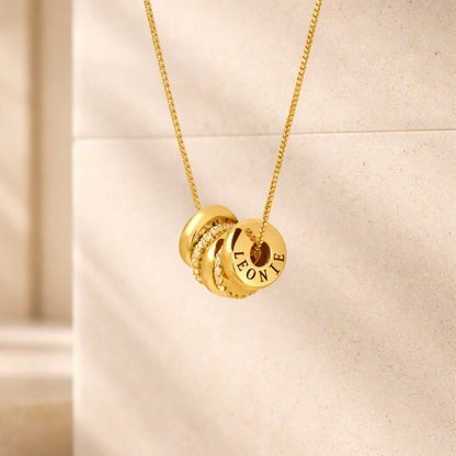 Personalisierte Beadkette mit Zirkoniasteinen Loanya Gold 45 cm 