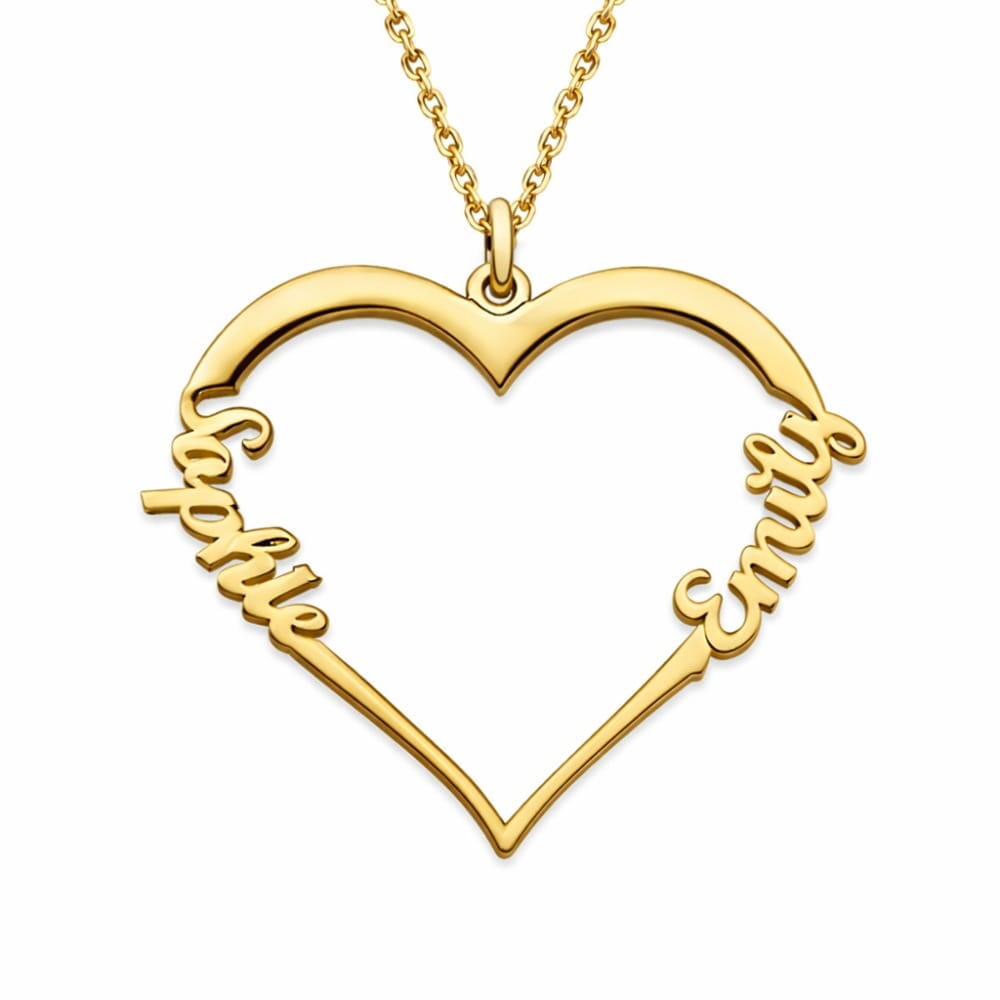 Personalisierte Herzkette mit zwei Namen Loanya Gold 40 cm 