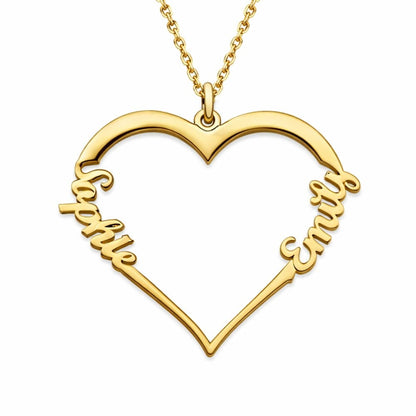 Personalisierte Herzkette mit zwei Namen Loanya Gold 40 cm 