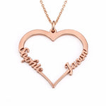 Personalisierte Herzkette mit zwei Namen Loanya Roségold 40 cm 