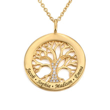 Lade das Bild in den Galerie-Viewer, Personalisierte Lebensbaumkette mit Zirkoniasteinen Necklaces Loanya Gold Halskette 40 cm 
