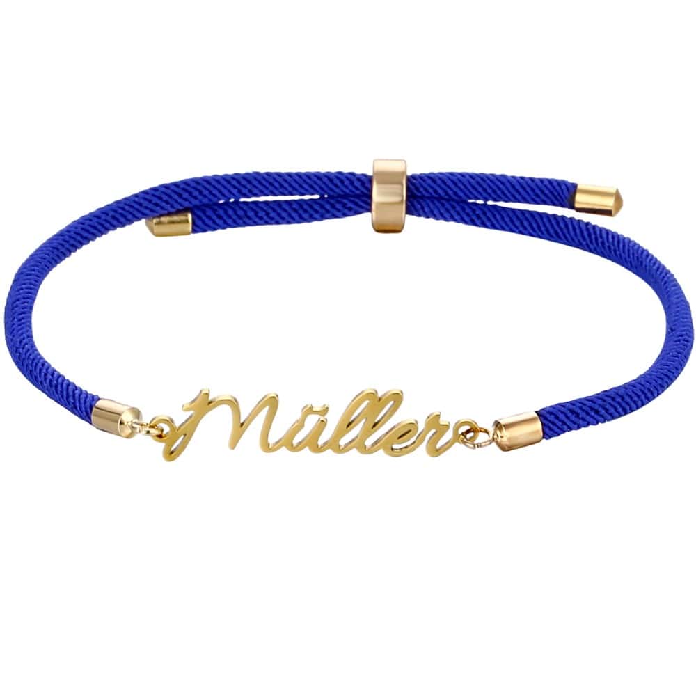 Personalisiertes Kordelarmband mit Namen – verstellbar & farbig Bracelets Loanya Blau 