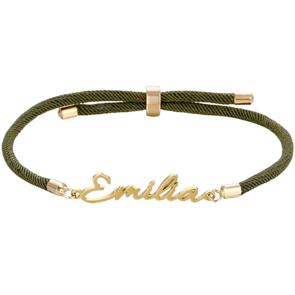 Personalisiertes Kordelarmband mit Namen – verstellbar & farbig Bracelets Loanya Olive 