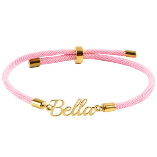 Personalisiertes Kordelarmband mit Namen – verstellbar & farbig Bracelets Loanya Pink 