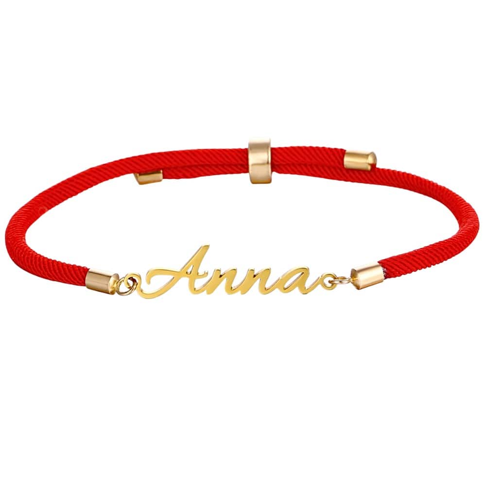 Personalisiertes Kordelarmband mit Namen – verstellbar & farbig Bracelets Loanya Rot 