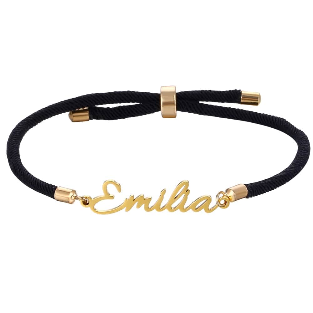 Personalisiertes Kordelarmband mit Namen – verstellbar & farbig Bracelets Loanya Schwarz 