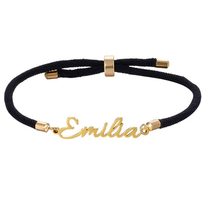 Personalisiertes Kordelarmband mit Namen – verstellbar & farbig Bracelets Loanya Schwarz 