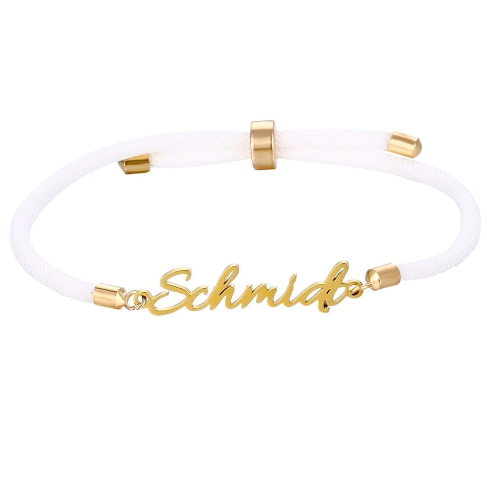Personalisiertes Kordelarmband mit Namen – verstellbar & farbig Bracelets Loanya Weiß 