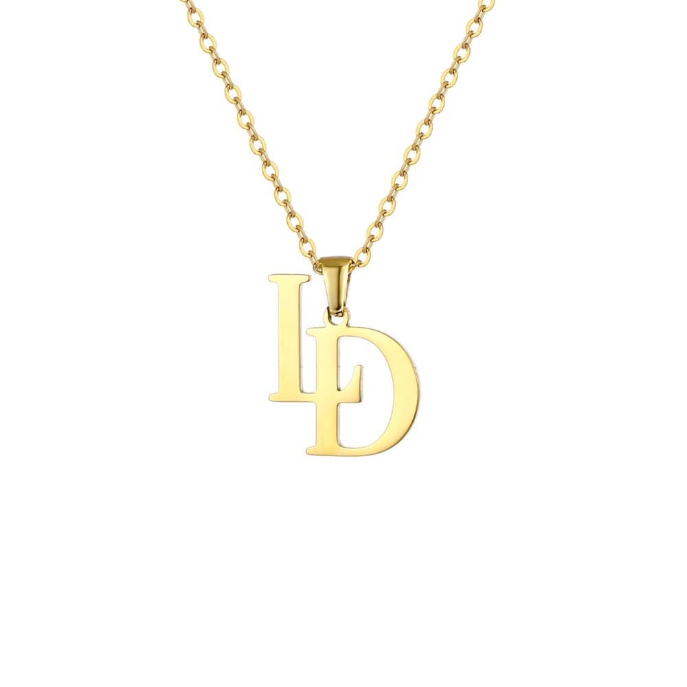 Personalisiertes Monogramm – Verschlungene Initialen Kette Necklaces Loanya Gold 40 - 45 cm 