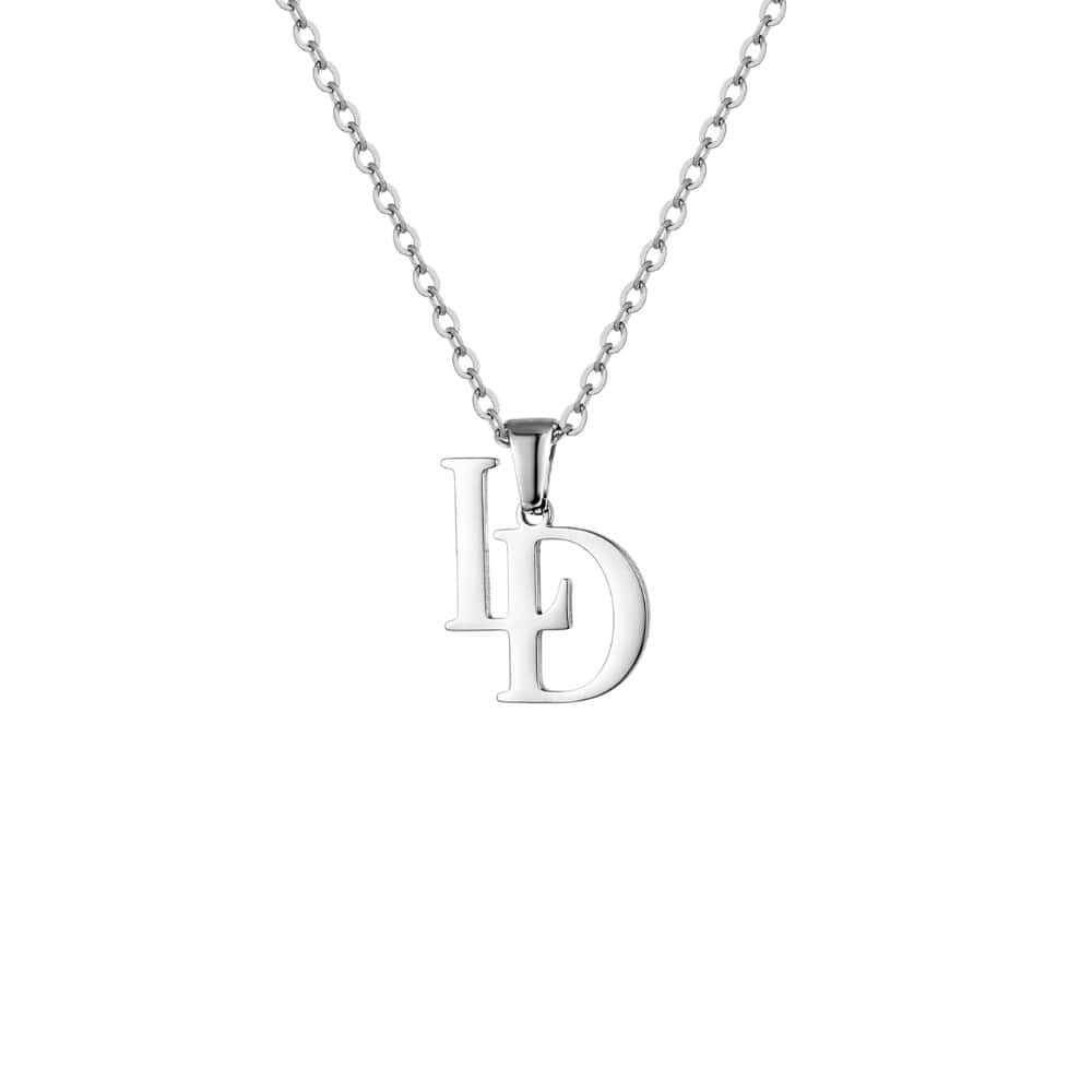 Personalisiertes Monogramm – Verschlungene Initialen Kette Necklaces Loanya Silber 40 - 45 cm 