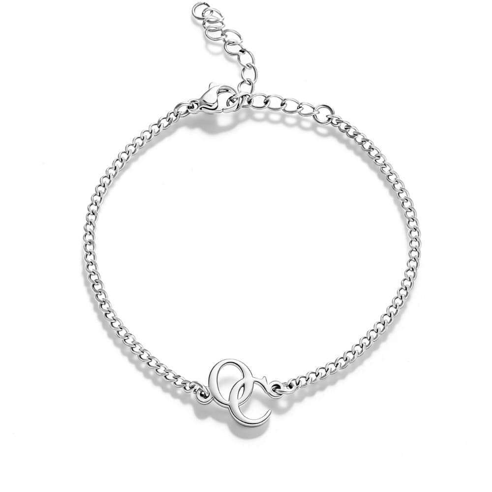 Personalisiertes Monogramm – Verschlungenes Initialen Armband Bracelet Loanya Silber One Size (17 cm + 5 cm Verlängerung) 