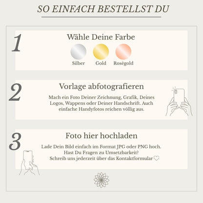 Persönliche Kinderzeichnung als Halskette oder Anhänger in Gold Loanya 