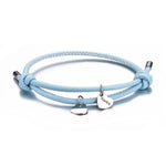 Veganes Lederarmband mit Herzanhängern Bracelet Loanya Silber Hellblau 