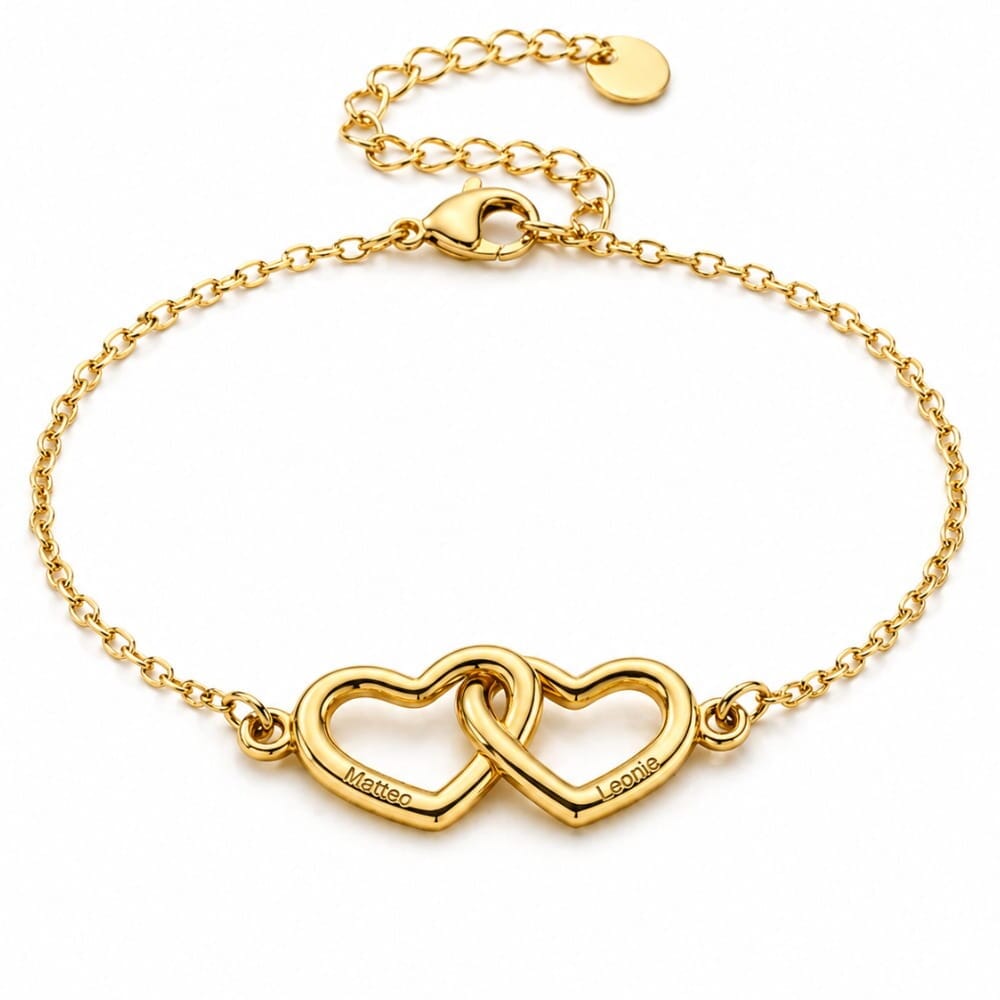 Verbundene Herzen Armband Bracelet Loanya Gold One Size (17 cm + 5 cm Verlängerung) 