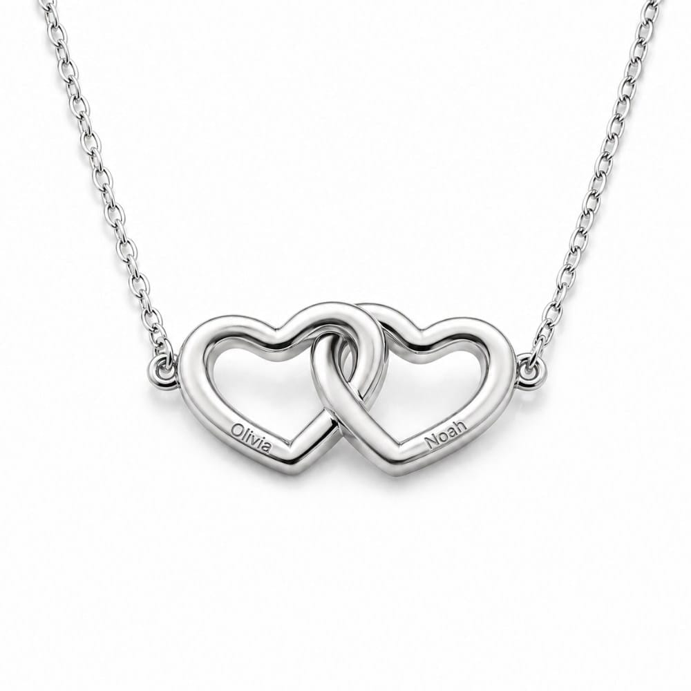 Verbundene Herzen Halskette Necklaces Loanya Silber 40 - 45 cm 