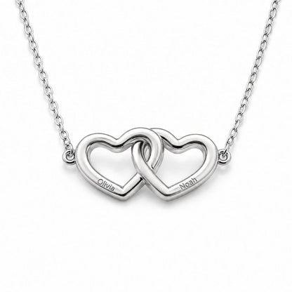 Verbundene Herzen Halskette Necklaces Loanya Silber 40 - 45 cm 