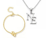 Verschlungene Initialen Set – Personalisierte Kette & Armband Bracelets Loanya Silber 40 - 45 cm Gold Einheitsgröße 