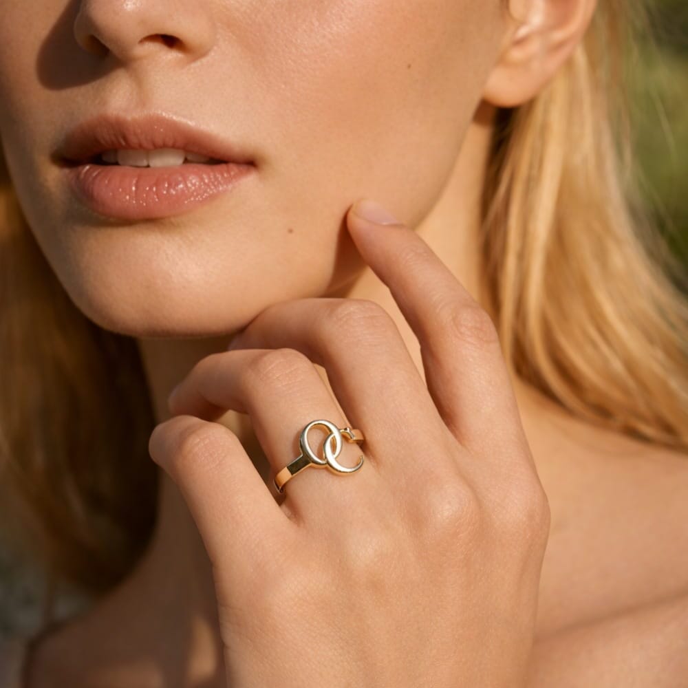 Verschlungener Initialen Ring – Personalisiertes Monogramm Rings Loanya 