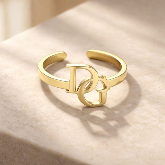 Verschlungener Initialen Ring – Personalisiertes Monogramm Rings Loanya 
