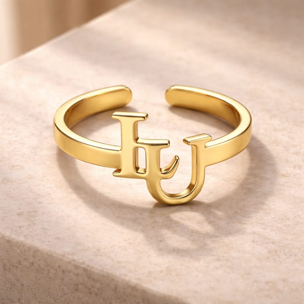 Verschlungener Initialen Ring – Personalisiertes Monogramm Rings Loanya 