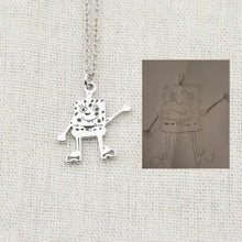 Lade das Bild in den Galerie-Viewer, LOANYA angepasste Kinderzeichnung als Halskette oder Anhänger in Gold Loanya Silber Halskette 
