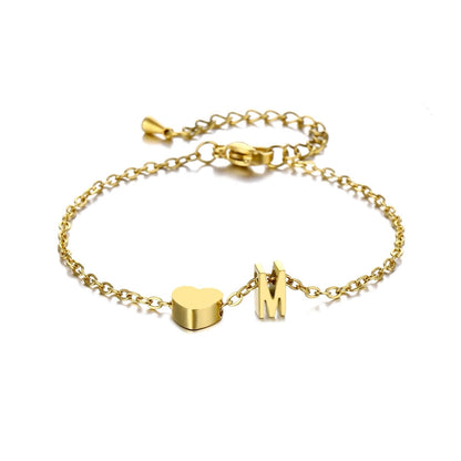 LOANYA Armband mit Herz und Buchstabe Loanya Gold A 