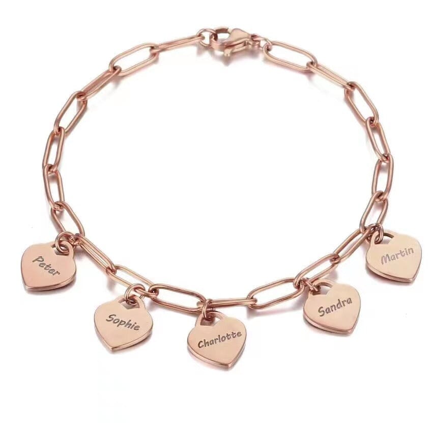 LOANYA Armband mit personalisierten Herzanhängern Bracelet Loanya Roségold 17 cm 