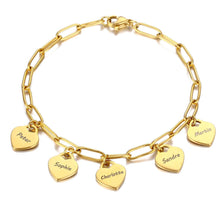 Lade das Bild in den Galerie-Viewer, LOANYA Armband mit personalisierten Herzanhängern Loanya Gold 
