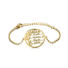 Lade das Bild in den Galerie-Viewer, LOANYA Lebensbaum Armband mit personalisierten Namen Loanya Gold 
