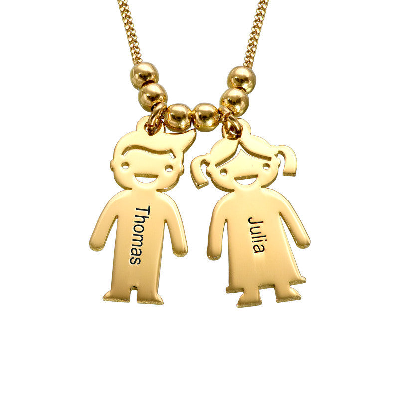 LOANYA Mutter Halskette mit personalisierten Kinder Anhängern Loanya Gold 1 40