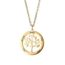 Lade das Bild in den Galerie-Viewer, LOANYA personalisierte Halskette mit rundem Lebensbaum-Anhänger Loanya Gold 40 cm 
