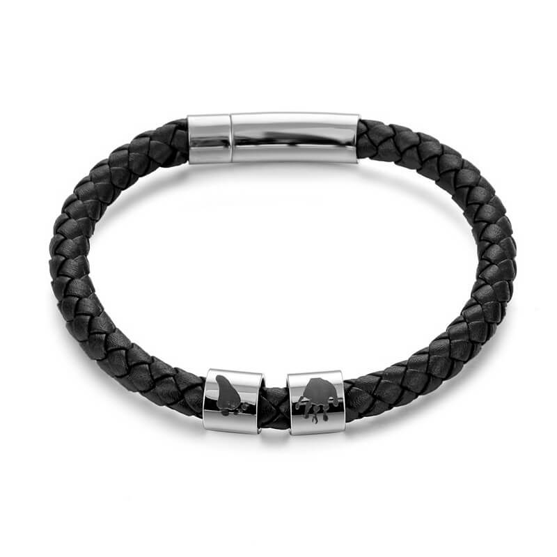 LOANYA personalisiertes Lederarmband mit Abdrücken Loanya 19 cm 1 Schwarz