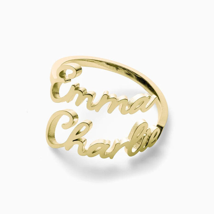 LOANYA Ring mit zwei personalisierten Namen Loanya Gold 